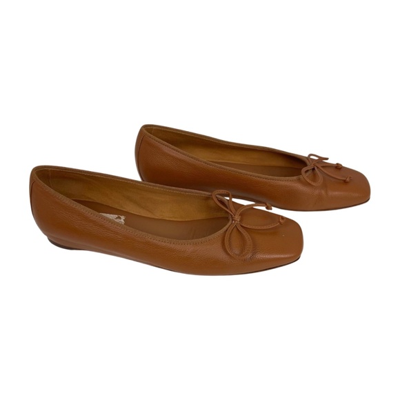 M. Gemi Danza Brown Tan Leather Square Toe Ballet Flat Handmade in Italy Size 38 - Picture 5 of 10